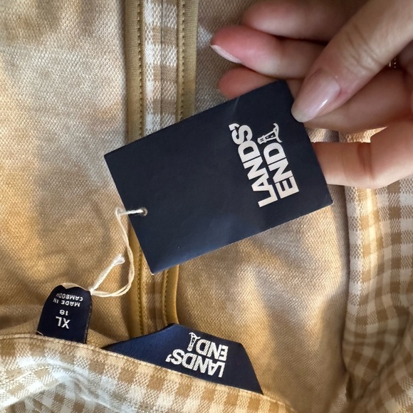 Lands' End NWT Knit Gingham Blazer Tan and White XL - Picture 5 of 8